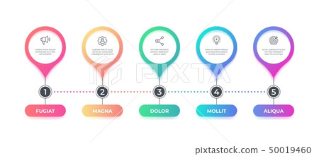 Step infographic. 5 options timeline flow chart, business graphic element, workflow layout diagram 50019460