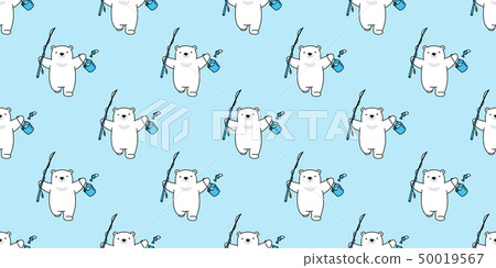 Bear seamless pattern polar bear vector fishing 50019567