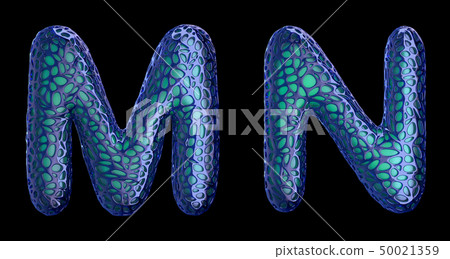 Realistic 3D letters set M, N made of blue plastic. Realistic 3D letters set M, N made of blue plastic. 50021359