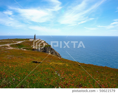 Blue sky Eurasia West End Portugal Roca Cape distant view and blue sea 50021579