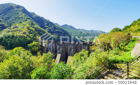 Toyosu池塘水壩6在一個晴天 50021648