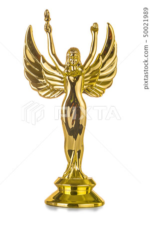Statuette of an award-winning angel on a white 50021989