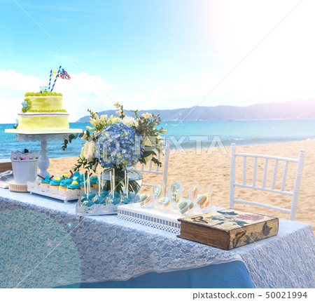 Beautiful wedding cake  on the table. 50021994