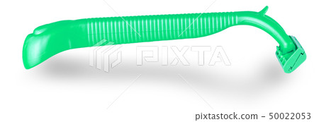 Green plastic disposable shaver isolated on Green plastic disposable shaver isolated on 50022053