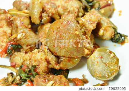 spicy stir fried pork leg with eggplant curry spicy stir fried pork leg with eggplant curry 50022995