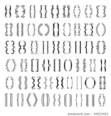 Sketchy parenthesis and different braces. Vector set of doodles 50023401