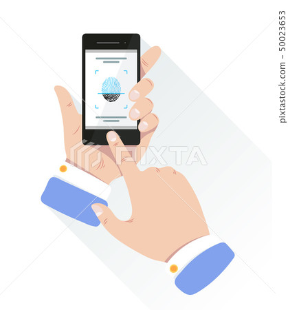 Fingerprint for personal identification for unlock smartphone. Biometric vector illustrations 50023653