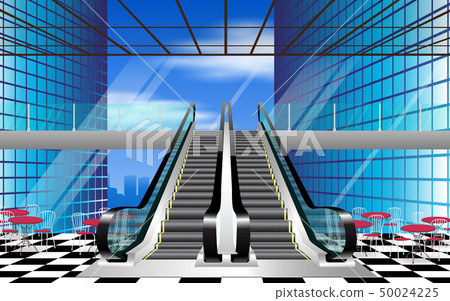 escalator, department stores, glass roof 50024225