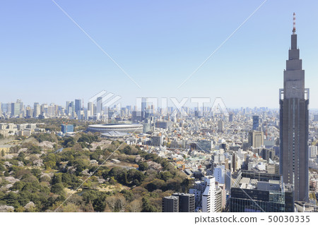 東京從新宿看櫻花時代的六本木和品川地區 50030335
