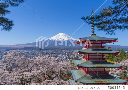 富士山,五層寶塔和櫻花 富士山,五層寶塔和櫻花 50031343