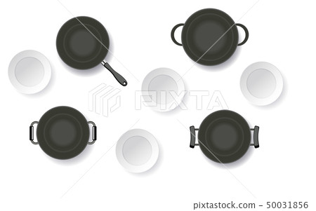 the pan and the plate on the white background the pan and the plate on the white background 50031856