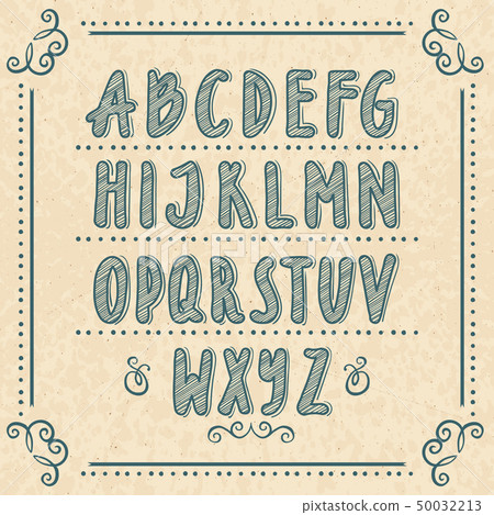 Hand drawn alphabet with doodle letters. Vector illustrations set 50032213
