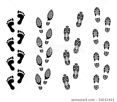 Footsteps isolate on white background. Footprint symbols vector illustrations set 50032483