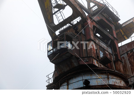 Rusty old industrial dock cranes at Chernobyl Dock, 2019 50032920
