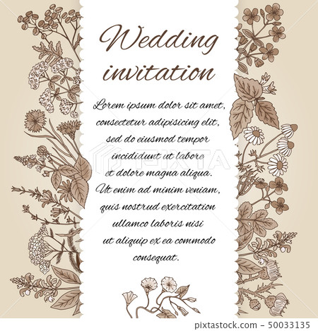 Template of wedding invitation in vintage style. There is place for text. Invitation decoration from 50033135