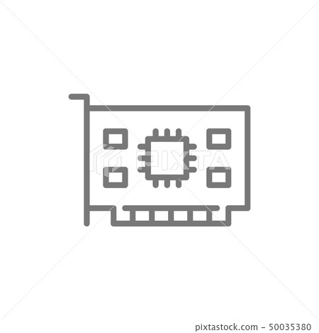 Computer video card line icon. - Stock Illustration [50035380] - PIXTA