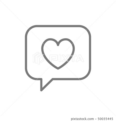 Heart in chat, positive feedback, like line icon. 50035445