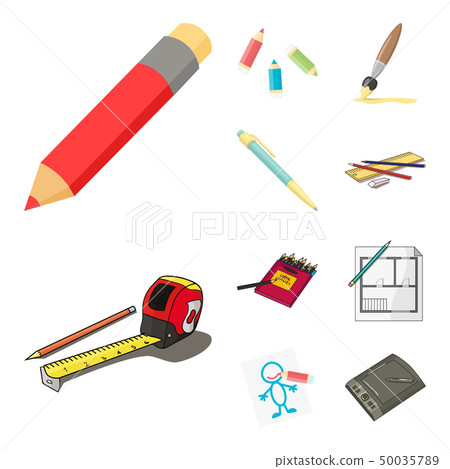 Vector design of pencil and sharpen sign. Collection of pencil and color stock vector illustration. 50035789