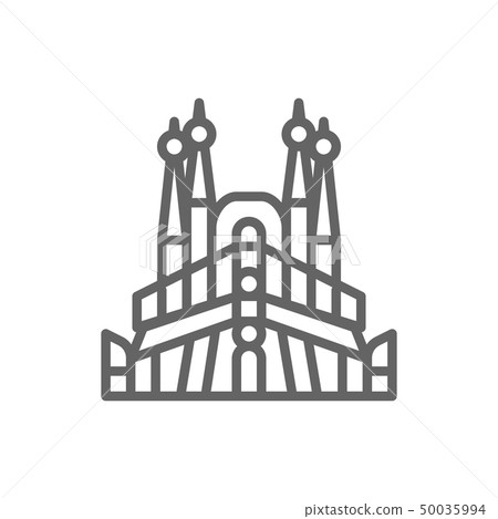 Sagrada Familia, Spain, landmark line icon. 50035994
