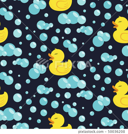 Rubber duck in soap bubbles. Seamless pattern. 50036208