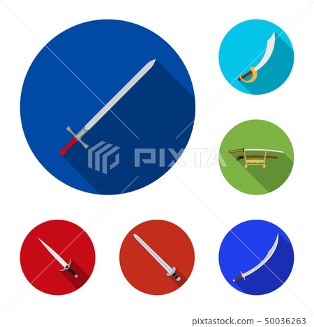 Vector illustration of sword and blade logo. Set of sword and game  stock vector illustration. 50036263
