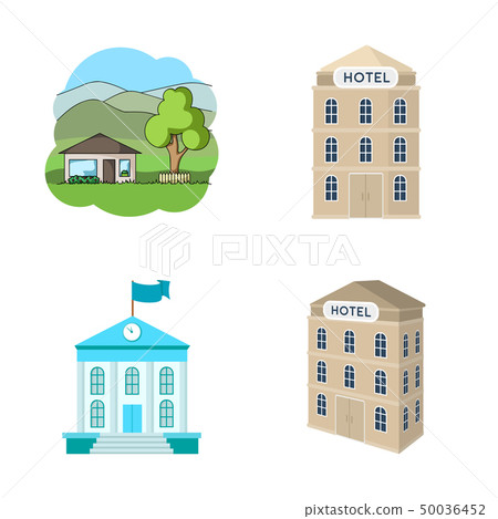 Vector illustration of building and city sign. Set of building and business stock symbol for web. Vector illustration of building and city sign. Set of building and business stock symbol for web. 50036452