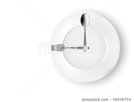 Abstract Realistic Time To Eat With Clock, White Abstract Realistic Time To Eat With Clock, White 50036754