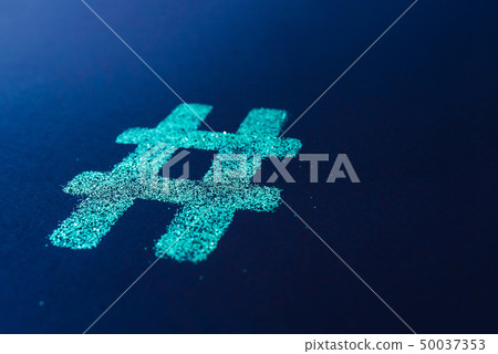Hashtag sign. Silver hashtag symbol 50037353