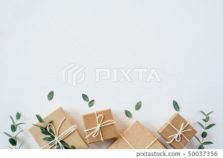 Craft gift boxes on white background. Craft gift boxes on white background. 50037356