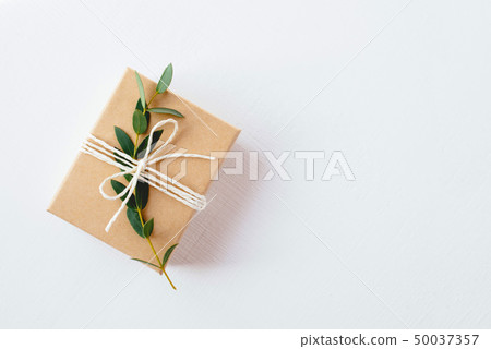Craft gift box on white background. 50037357