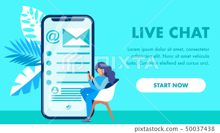 Live Chat Website Landing Page Vector Template Live Chat Website Landing Page Vector Template 50037438