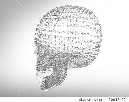Abstract skull, skull made by glass. 3D rendering Abstract skull, skull made by glass. 3D rendering 50037452
