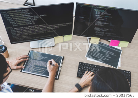 Two professional programmers cooperating at 50037563