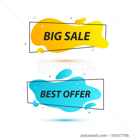 Sale banners with trendy shapes. Offer tag.  50037706