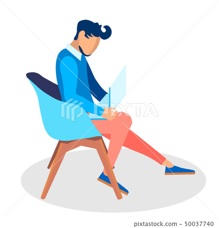 Developer Working with Laptop Vector Illustration 50037740