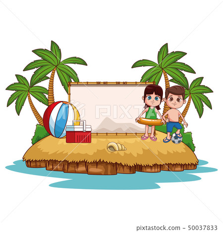 Cute kids at beach 50037833