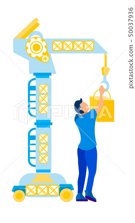 Man Working with Lifting Crane Vector Illustration 50037936