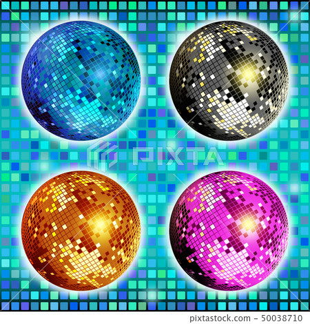 Sparkling Gold Disco Ball Isolated Stock Illustration - Download