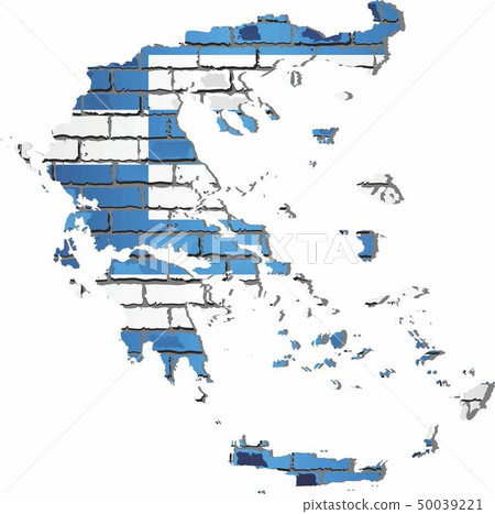 Shiny Greece map on a brick wall Shiny Greece map on a brick wall 50039221