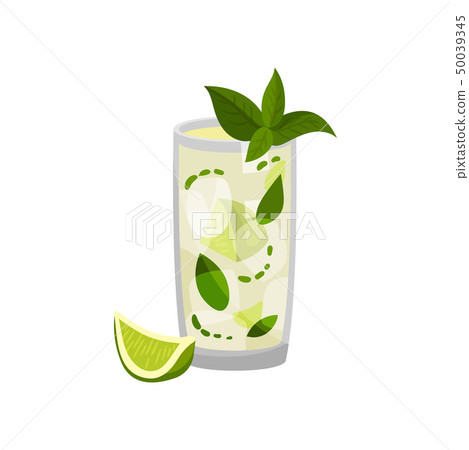Glass of mojito cocktail with mint. Vector illustration isolated on white background. 50039345