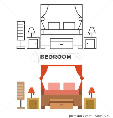Bedroom concept - flat style and line style bedroom Bedroom concept - flat style and line style bedroom 50039730