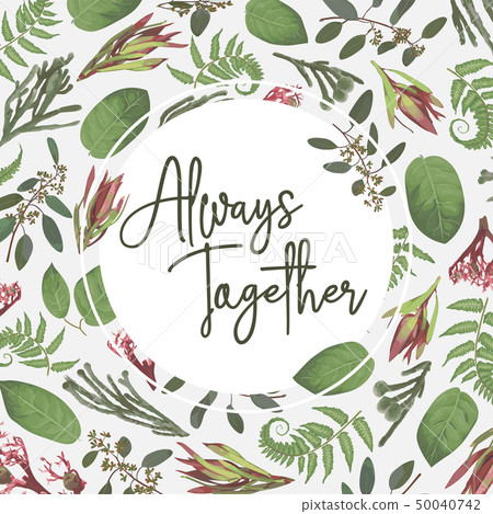 Green vector wreath frame flowers and 50040742