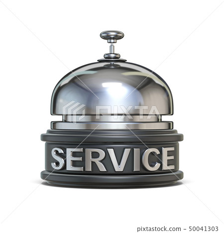 Silver reception bell SERVICE text 3D 50041303