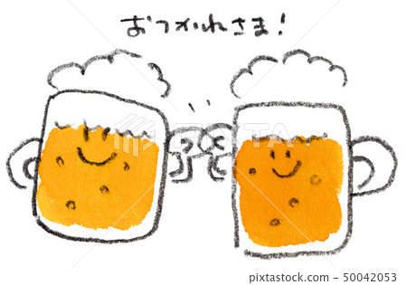 啤酒瓶互相接觸和敬酒的插圖 啤酒瓶互相接觸和敬酒的插圖 50042053