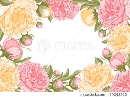 Floral Frame With Peony Flowers 50048210