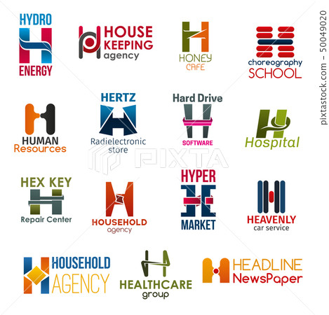 Letter H corporate identity, business icons 50049020