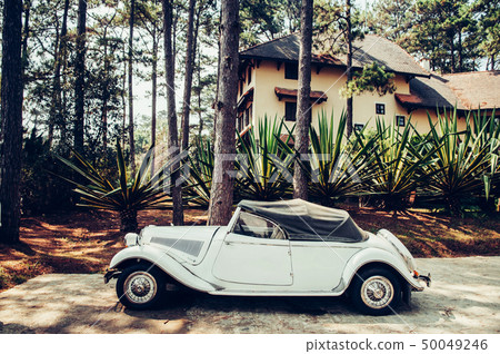 White vintage luxury classic convertible car at White vintage luxury classic convertible car at 50049246