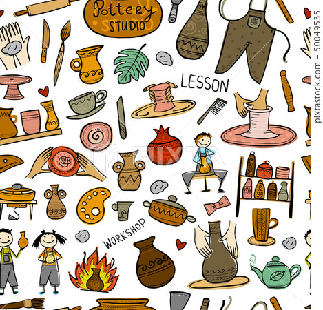 Pottery studio, seamless pattern for your design 50049535