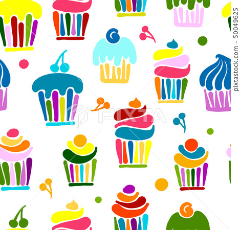 Cupcakes collection, seamless pattern for your design 50049625