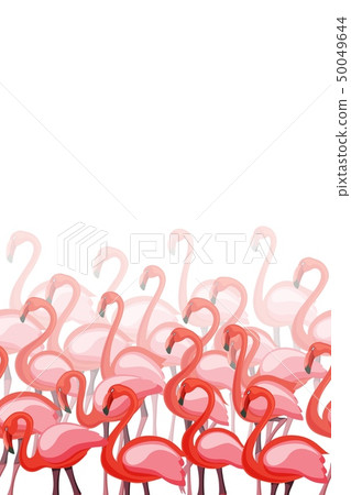 Pink flamingos fog melted horizontal frame border seamless pattern Pink flamingos fog melted horizontal frame border seamless pattern 50049644